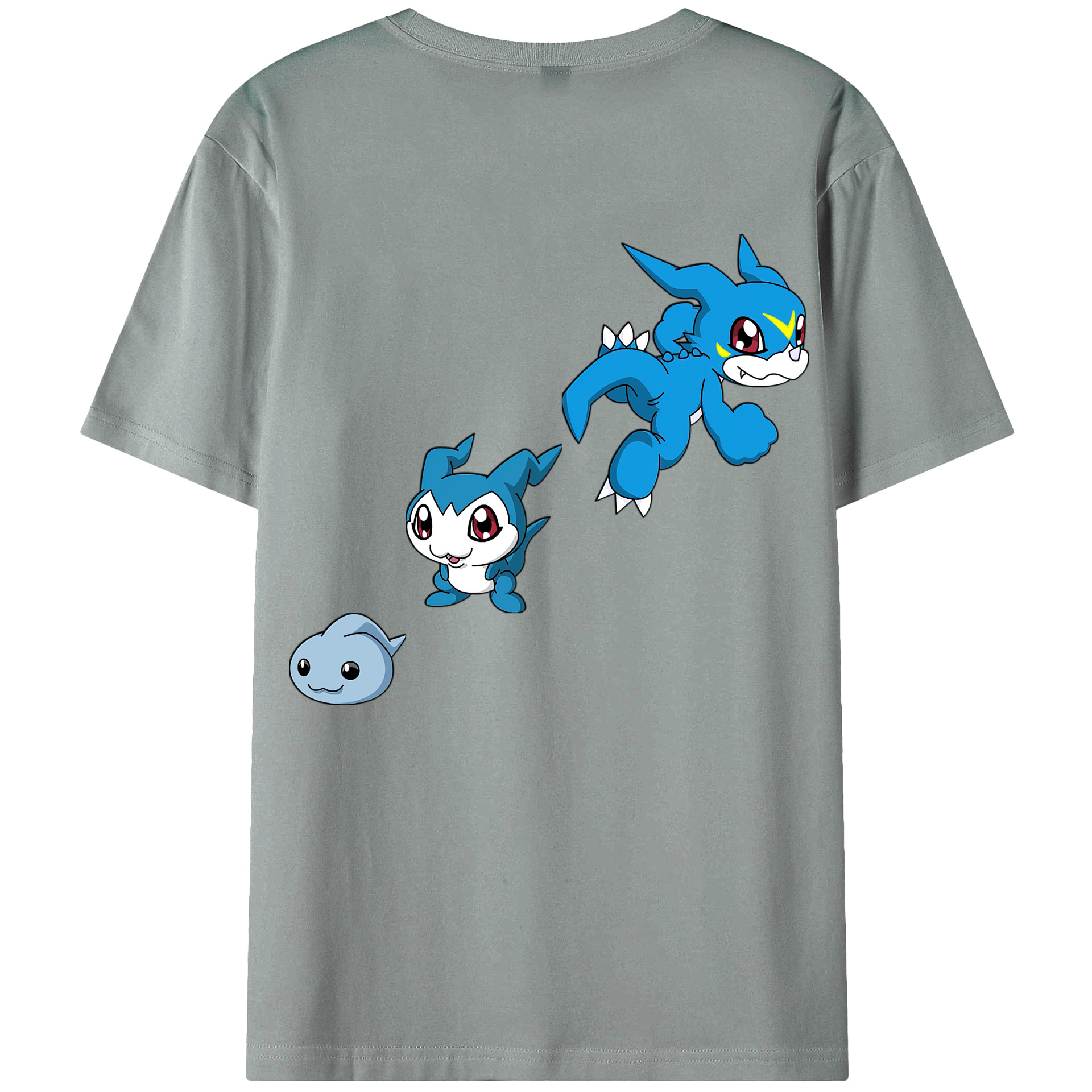 （画像用） Digimon デジタルモンスター/デジモン 綿100％ メンズ半袖Tシャツ（バックプリント） 通気性